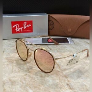 Ray-Ban Gold and Brown Sunglasses